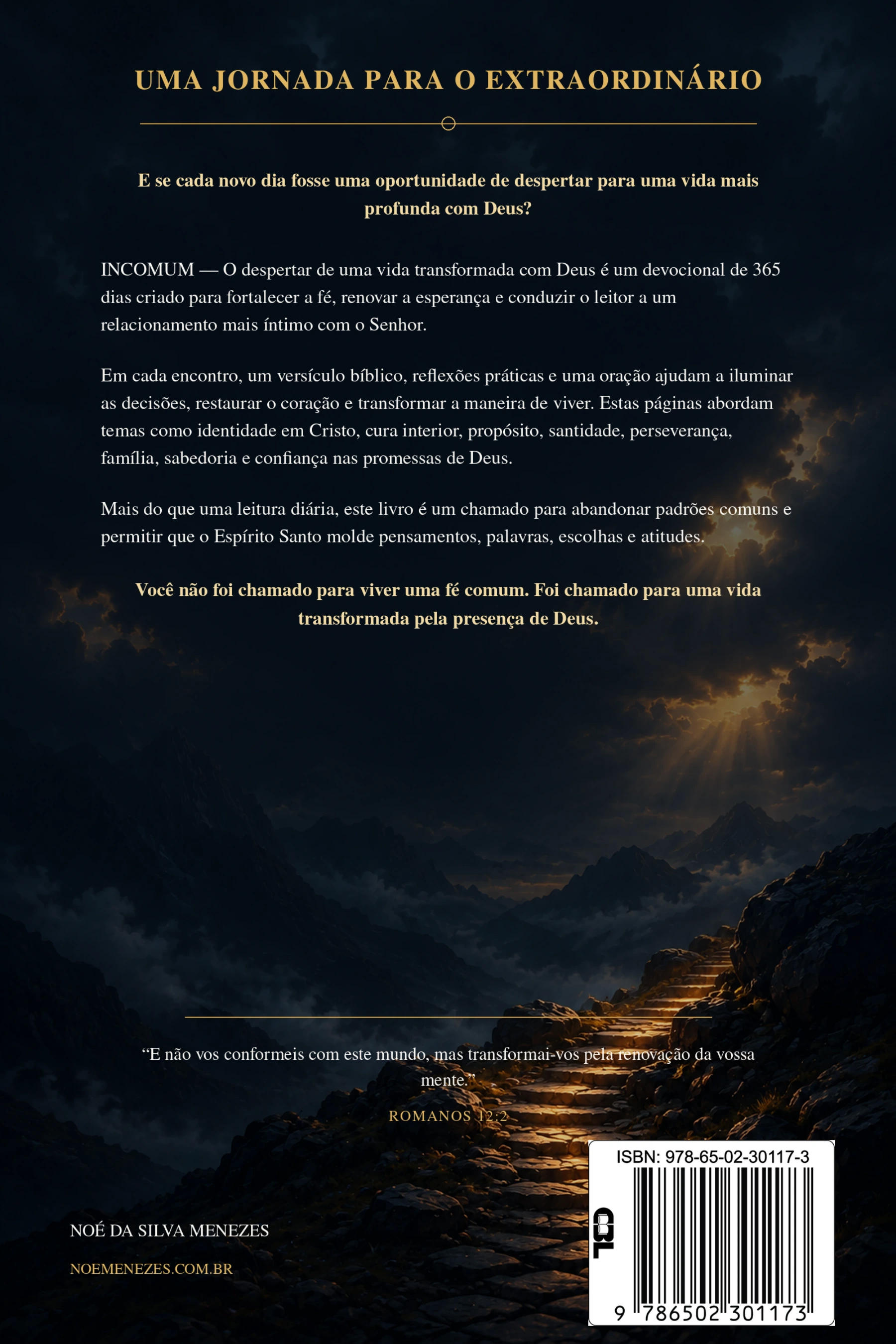 Contracapa do livro Incomum, de Noé da Silva Menezes.