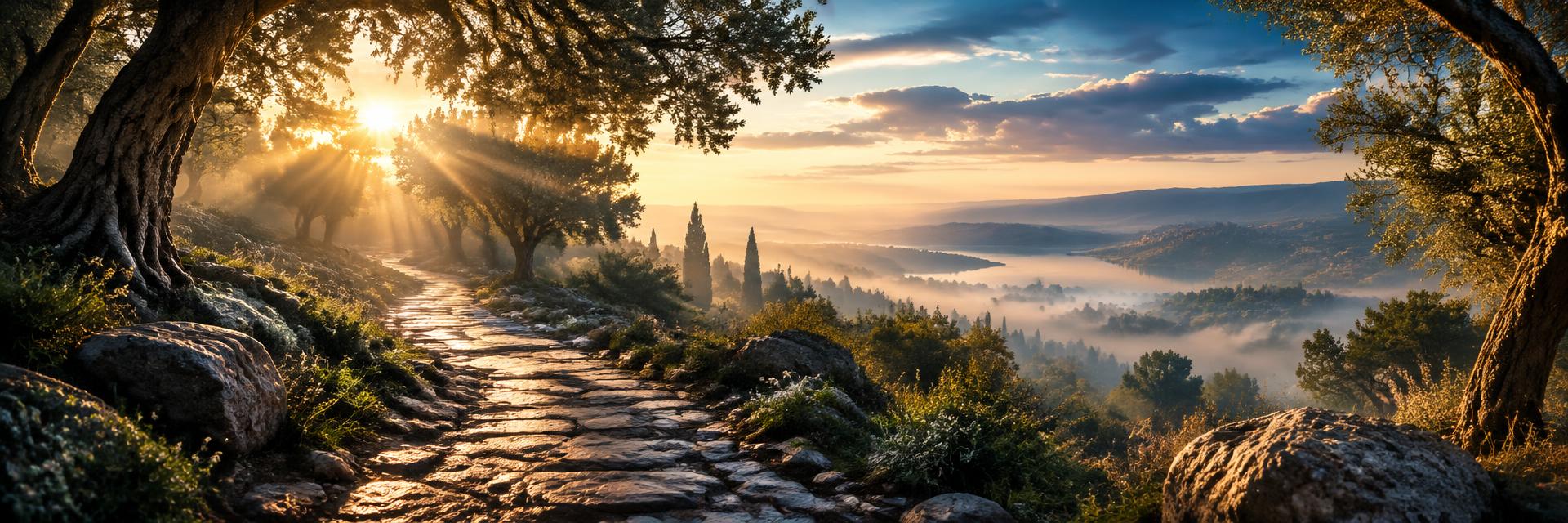 Paisagem do dia — luz dourada ao amanhecer